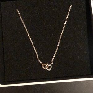 Joined heart pandora sterling silver necklace